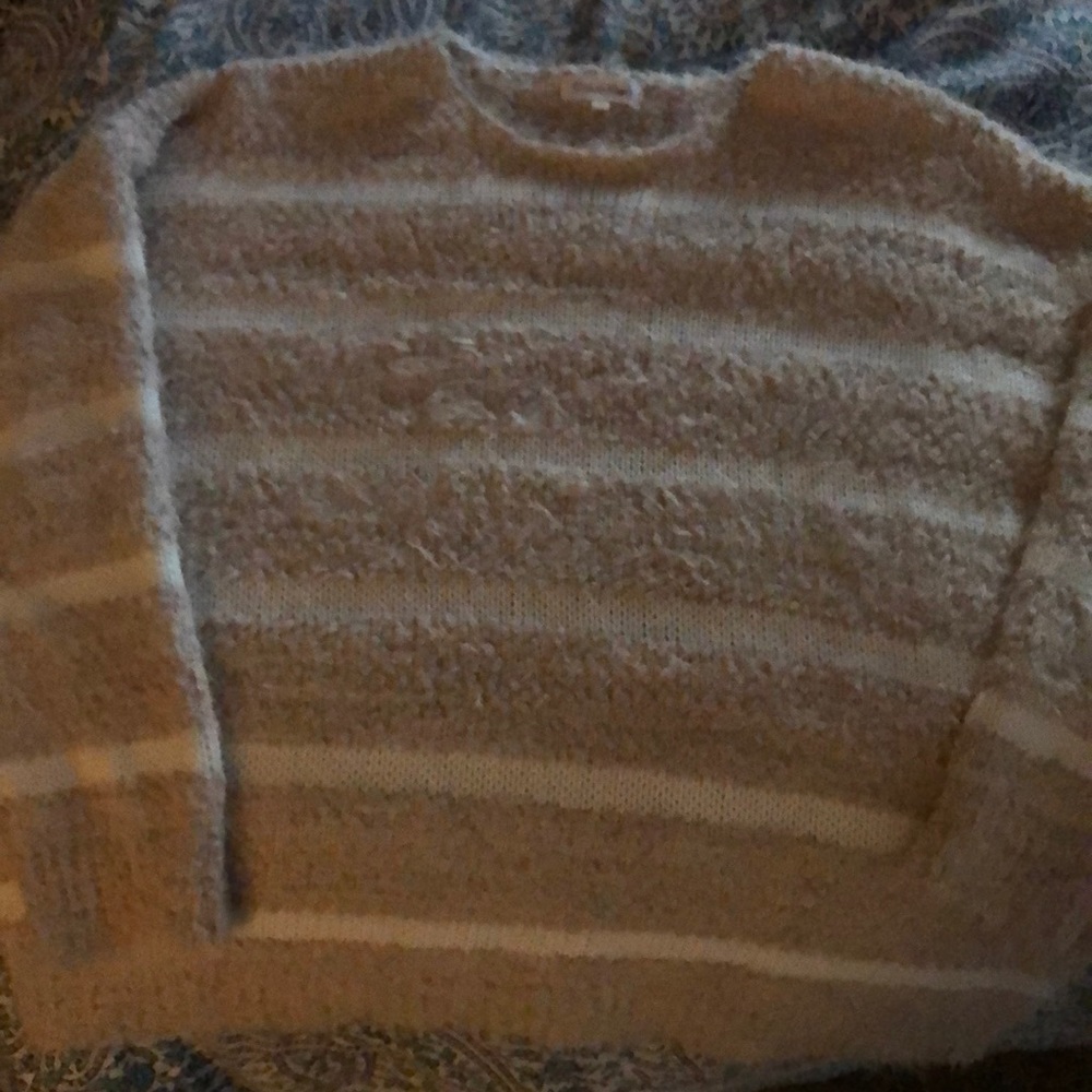 Beige and white striped sweater